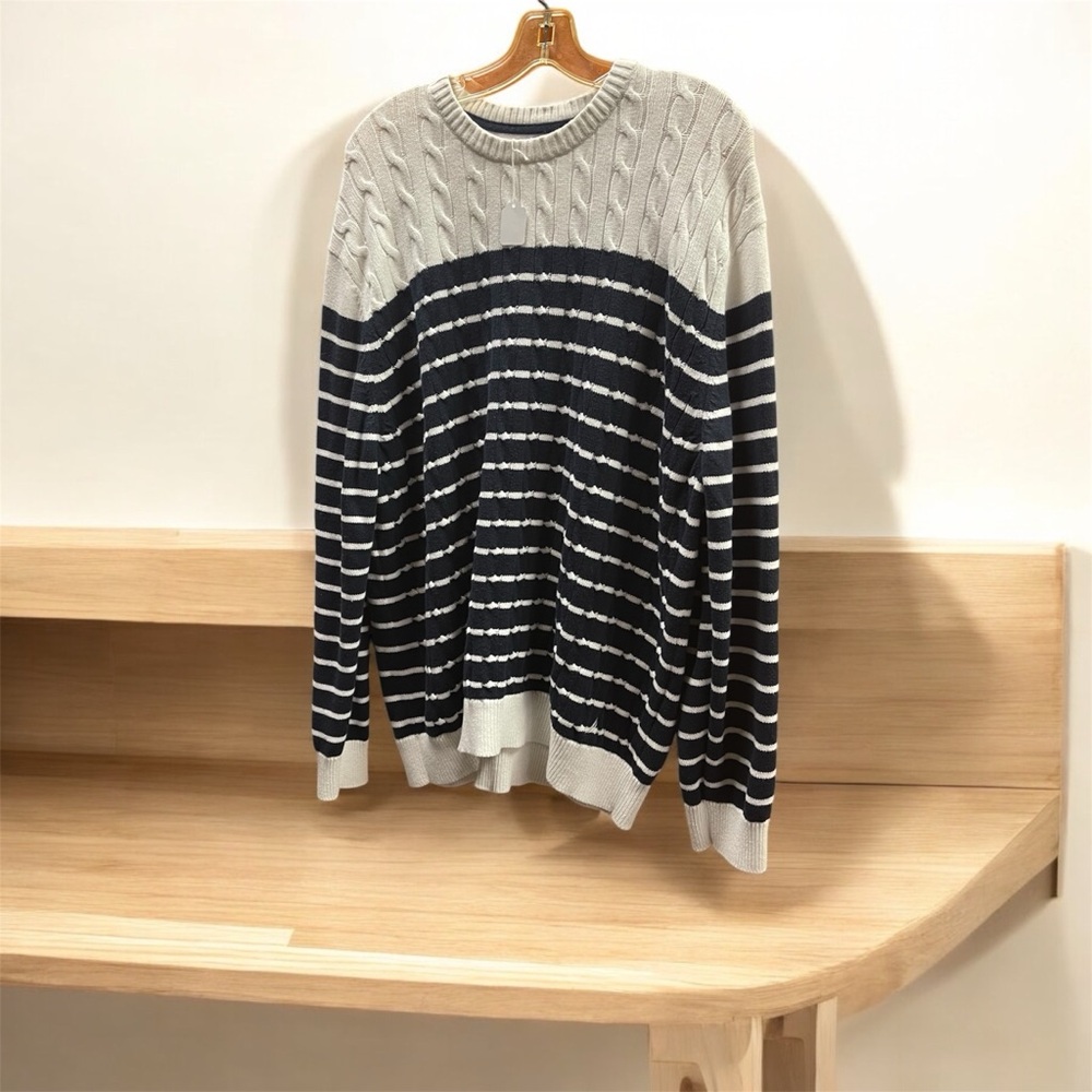 NAUTICA Striped 100% Cotton Men’s Knit Pullover – Size XXL